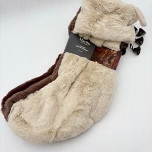 Martha Sewart Set of 3 Faux Fur Neutrals Brown Tan Beige Christmas Stockings